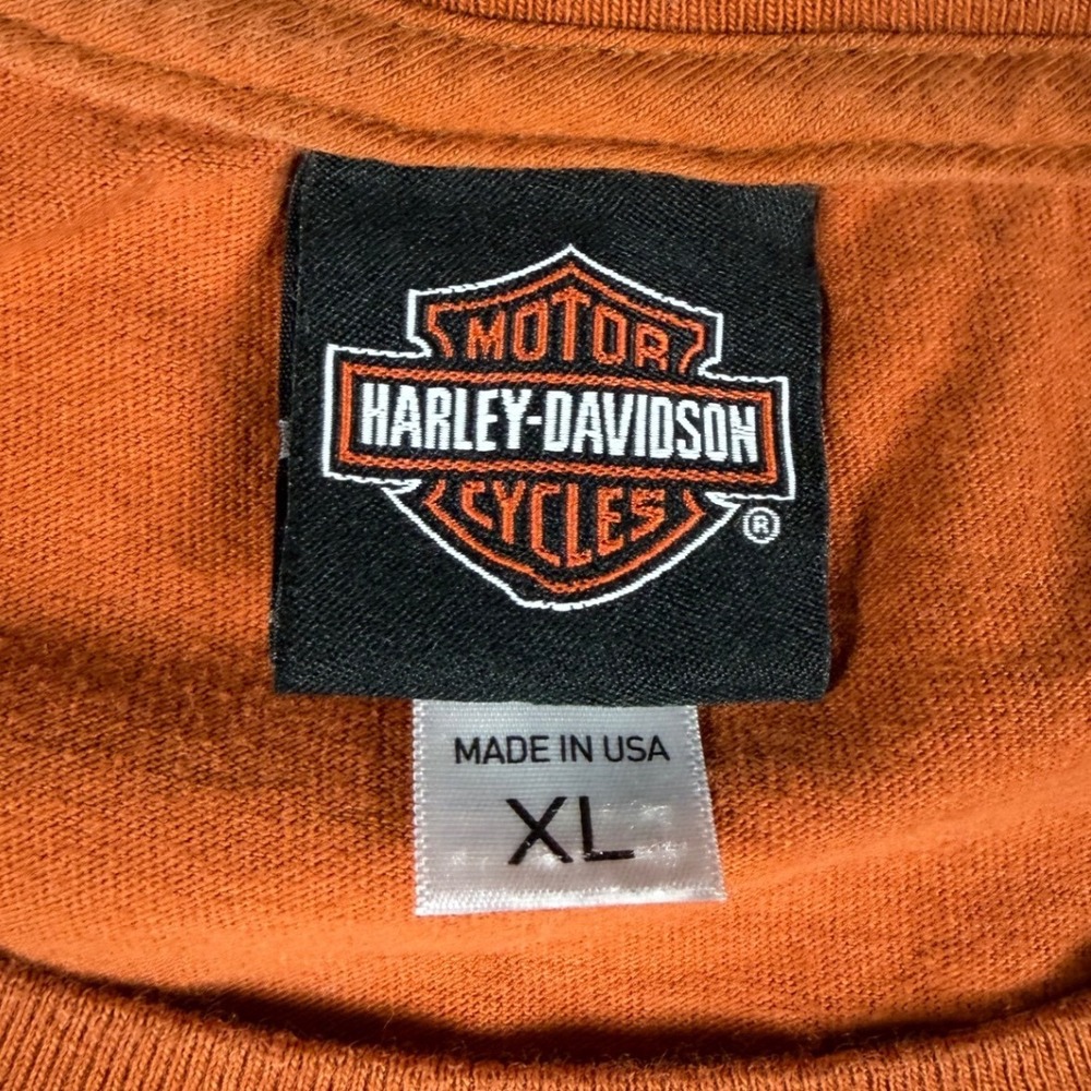 Harley Davidson T-Shirt Mens XL Orange Sun Denver Colorado Graphic Tee USA Made - Picture 5 of 8